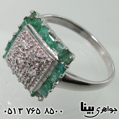 انگشتر زمرد کلمبیا مربعی دور نگین