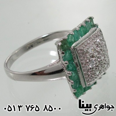 انگشتر زمرد کلمبیا مربعی دور نگین
