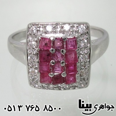 انگشتر یاقوت سرخ مربعی چند نگین