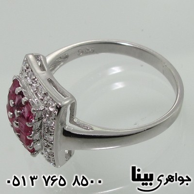 انگشتر یاقوت سرخ مربعی چند نگین