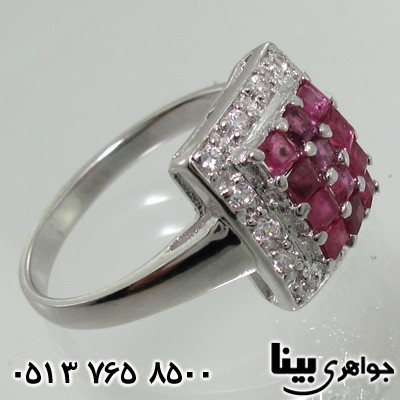 انگشتر یاقوت سرخ مربعی چند نگین