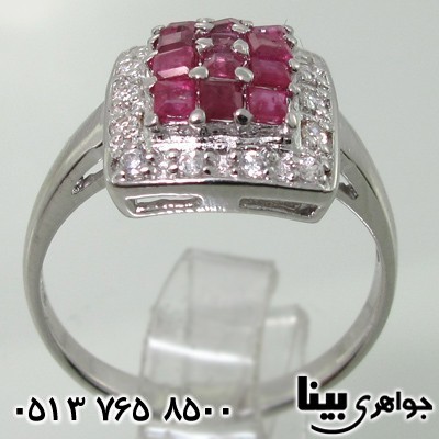 انگشتر یاقوت سرخ مربعی چند نگین
