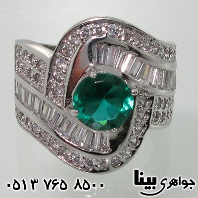 انگشتر زمرد چشمی پهن