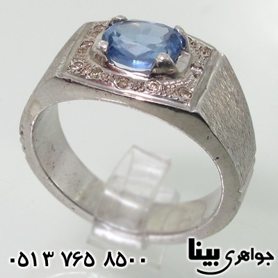 انگشتر چند جواهر یاقوت کبود و الماس