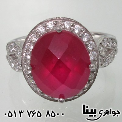 انگشتر یاقوت سرخ دور نگین رکاب لوزی