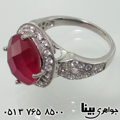 انگشتر یاقوت سرخ دور نگین رکاب لوزی