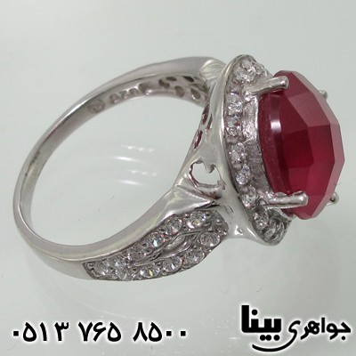 انگشتر یاقوت سرخ دور نگین رکاب لوزی