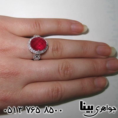 انگشتر یاقوت سرخ دور نگین رکاب لوزی