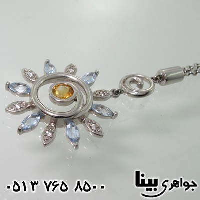 سینه ریز چند جواهر خورشید سیترین و آکوامارین