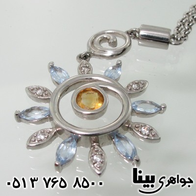 سینه ریز چند جواهر خورشید سیترین و آکوامارین