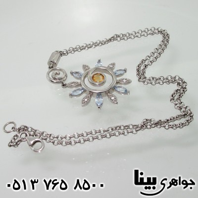 سینه ریز چند جواهر خورشید سیترین و آکوامارین