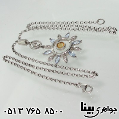 سینه ریز چند جواهر خورشید سیترین و آکوامارین