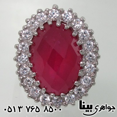 انگشتر یاقوت سرخ بیضی دور نگین