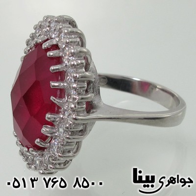 انگشتر یاقوت سرخ بیضی دور نگین