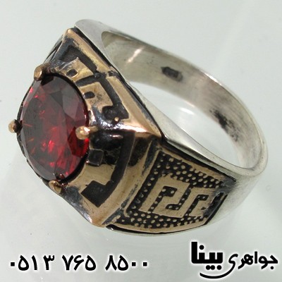 انگشتر یاقوت گارنت دو رنگ طرح زیر خاکی