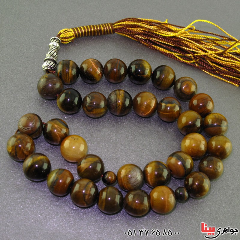 تسبیح چشم ببر (تایگر) ۳۳ دانه ای درشت کروی _کد:16828
