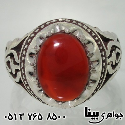 انگشتر عقیق یمنی شبکه کاری بیضی
