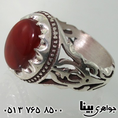 انگشتر عقیق یمنی شبکه کاری بیضی