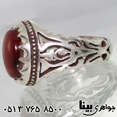انگشتر عقیق یمنی شبکه کاری بیضی