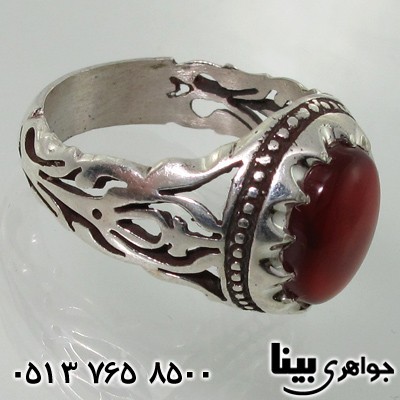 انگشتر عقیق یمنی شبکه کاری بیضی