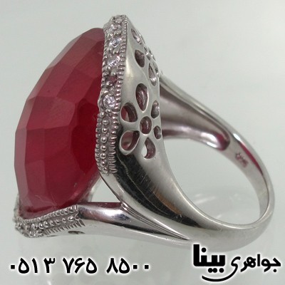 انگشتر یاقوت سرخ بیضی درشت دور نگین