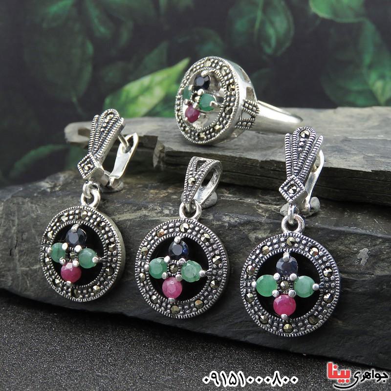 سرویس چند جواهر یاقوت و زمرد مارکازیتی هانگ  بسیار عالی _کد:2525