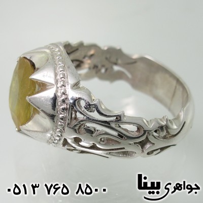 انگشتر یاقوت زرد شبکه کاری اسلیمی
