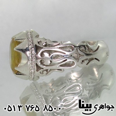 انگشتر یاقوت زرد شبکه کاری اسلیمی