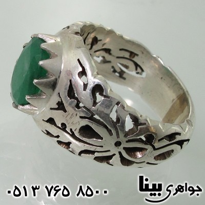انگشتر زمرد پهن شبکه کاری
