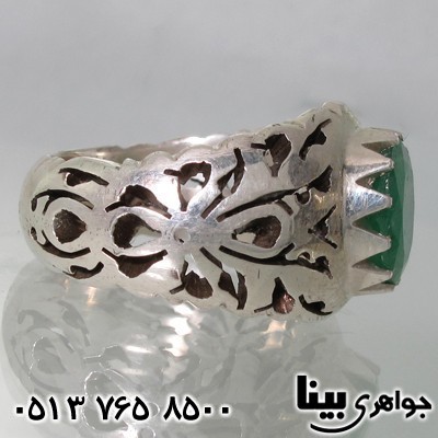 انگشتر زمرد پهن شبکه کاری