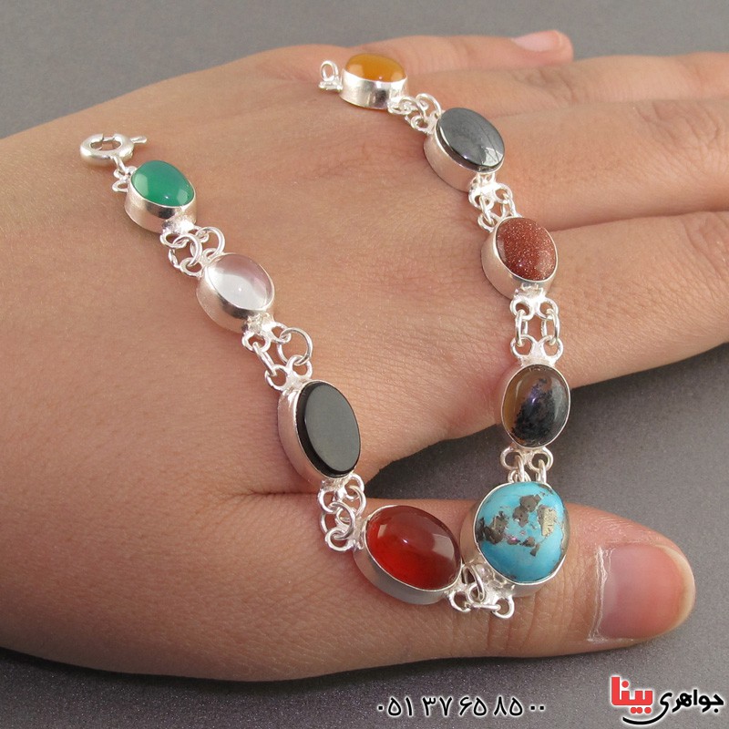 دستبند چند جواهر زنانه مدل سلجوقی ویژه سنگ درمانی _کد:17078