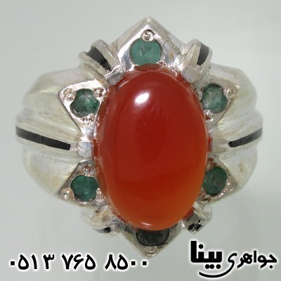 انگشتر چند جواهر عقیق یمنی و زمرد