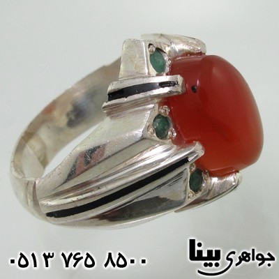 انگشتر چند جواهر عقیق یمنی و زمرد