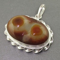 گردنبند عقیق باباقوری سه پوسته دو کوهان چشم زخم 