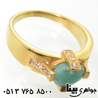 انگشتر زمرد آب طلا 24 عیار