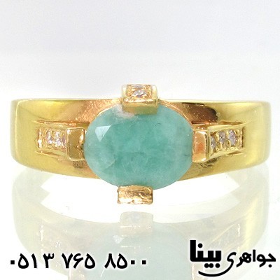انگشتر زمرد آب طلا 24 عیار