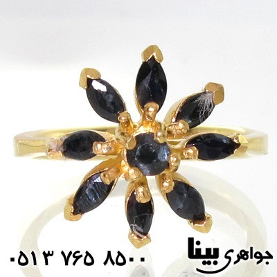 انگشتر یاقوت کبود طرح گل