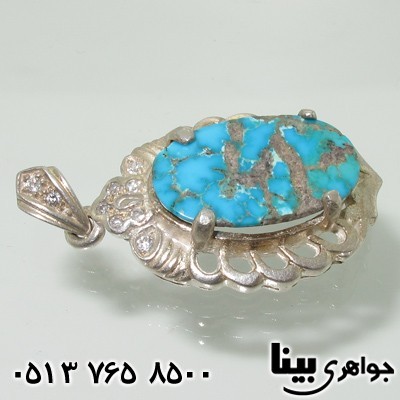 گردنبند فیروزه نیشابوری درشت طرح گلبرگ