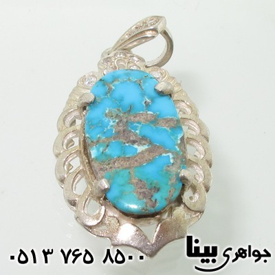 گردنبند فیروزه نیشابوری درشت طرح گلبرگ