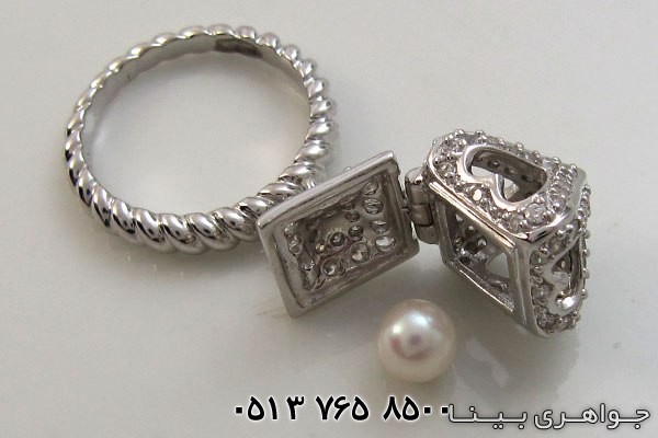 انگشتر مروارید طرح صندوقچه