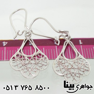 گوشواره نقره ملیله کاری طرح گلبرگ