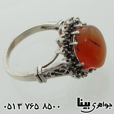 انگشتر عقیق یمنی حدیدکاری شده 14 چنگ