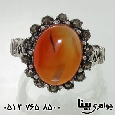 انگشتر عقیق یمنی حدیدکاری شده 14 چنگ