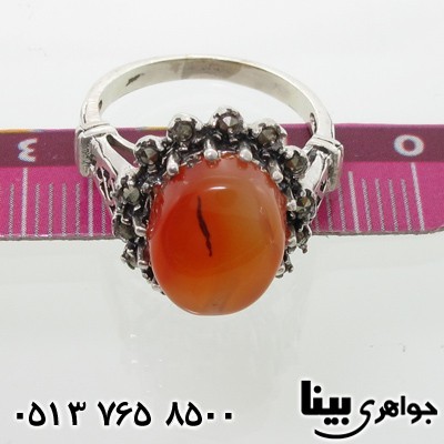 انگشتر عقیق یمنی حدیدکاری شده 14 چنگ