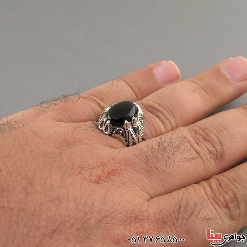 انگشتر عقیق سیاه (اونیکس) مردانه زیبا _کد:17366