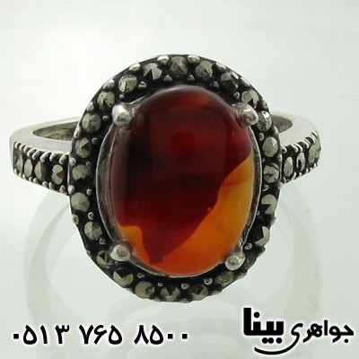 انگشتر عقیق یمنی حدیدکاری شده 4 چنگ