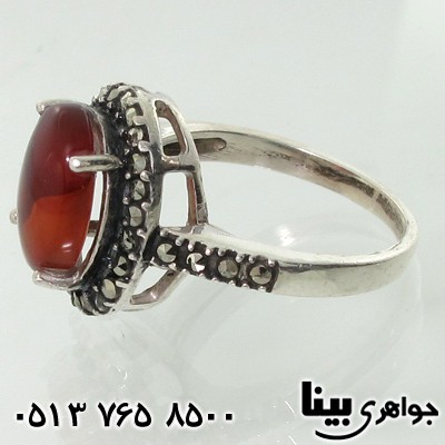 انگشتر عقیق یمنی حدیدکاری شده 4 چنگ