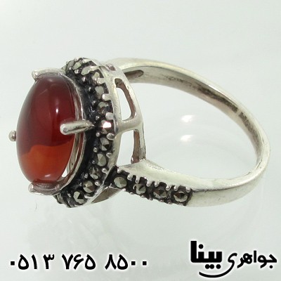 انگشتر عقیق یمنی حدیدکاری شده 4 چنگ