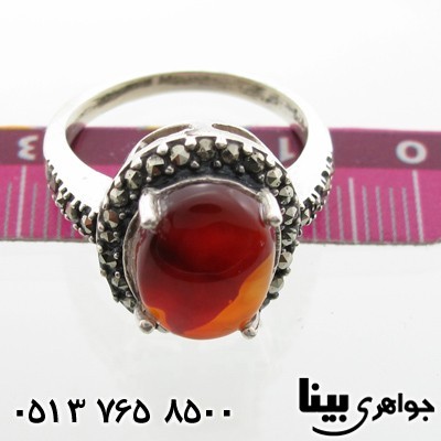 انگشتر عقیق یمنی حدیدکاری شده 4 چنگ