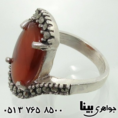 انگشتر عقیق یمنی مارپیچ حدیدکاری شده